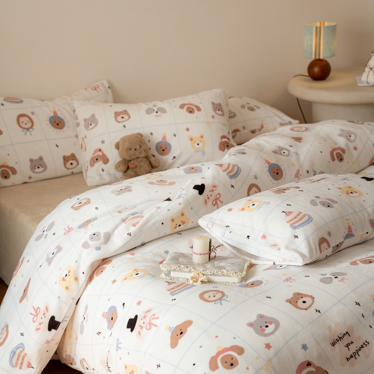 91家纺网 家纺一手货源 找家纺 时光里 2025新款230克印花牛奶绒系列四件套 汪汪小队