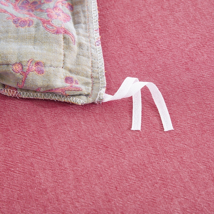 91家纺网 家纺一手货源 找家纺 鲁爱家纺供货 2025新款韩版色织提花四件套 梅醉春秋-粉