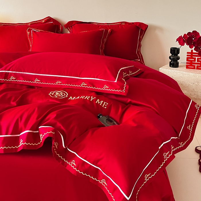 91家纺网 家纺一手货源 找家纺 （总）置顶家纺 2025新款亲肤磨毛刺绣婚庆四件套系列-实拍