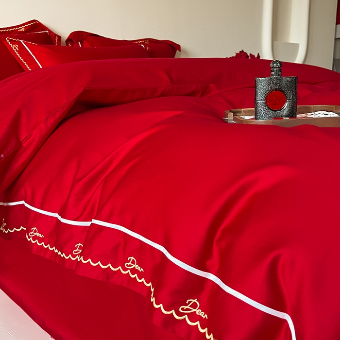 91家纺网 家纺一手货源 找家纺 （总）置顶家纺 2025新款亲肤磨毛刺绣婚庆四件套系列-实拍