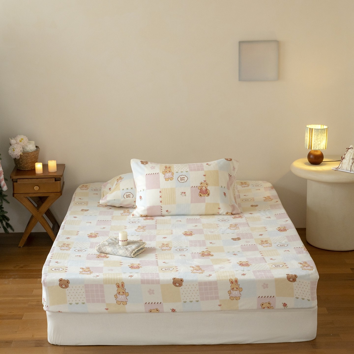 91家纺网 家纺一手货源 找家纺 （总）时光里 2025新款230克印花牛奶绒系列单床笠