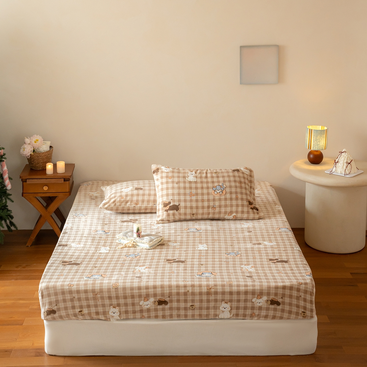 91家纺网 家纺一手货源 找家纺 （总）时光里 2025新款230克印花牛奶绒系列单床笠