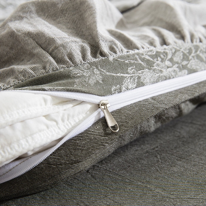 91家纺网 家纺一手货源 找家纺 鲁爱家纺供货 2025新款韩版色织提花四件套 醉云间-绿