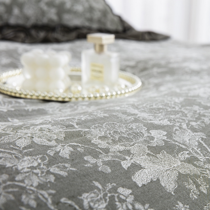 91家纺网 家纺一手货源 找家纺 鲁爱家纺供货 2025新款韩版色织提花四件套 醉云间-绿