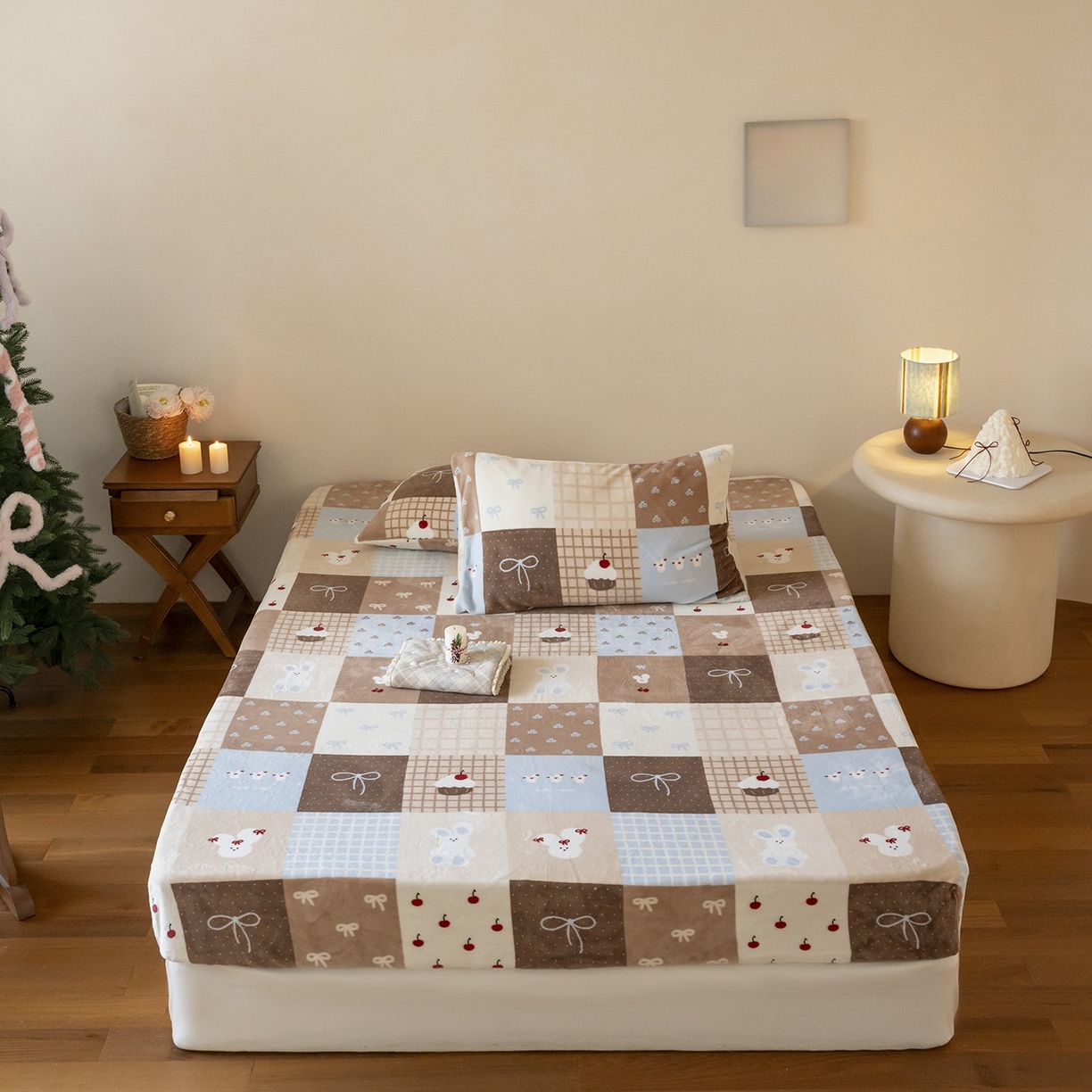 91家纺网 家纺一手货源 找家纺 （总）时光里 2025新款230克印花牛奶绒系列单床笠