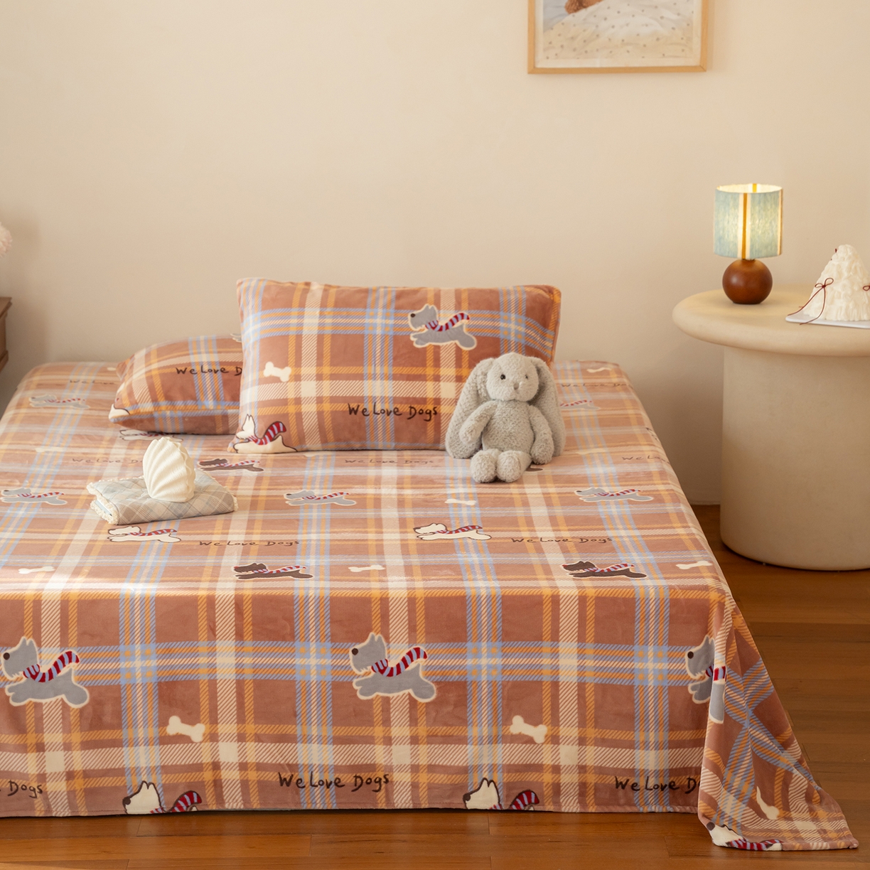 91家纺网 家纺一手货源 找家纺 （总）时光里 2025新款230克印花牛奶绒系列单床单