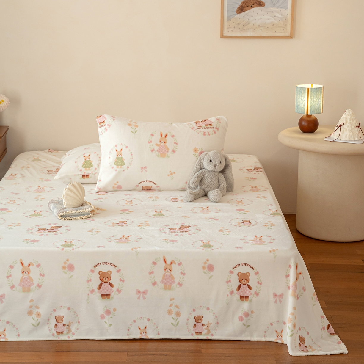 91家纺网 家纺一手货源 找家纺 （总）时光里 2025新款230克印花牛奶绒系列单床单