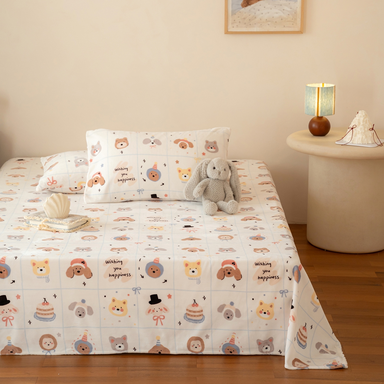 91家纺网 家纺一手货源 找家纺 （总）时光里 2025新款230克印花牛奶绒系列单床单