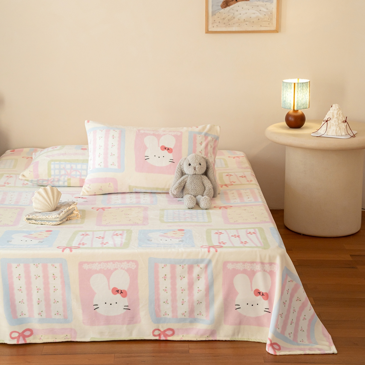 91家纺网 家纺一手货源 找家纺 （总）时光里 2025新款230克印花牛奶绒系列单床单