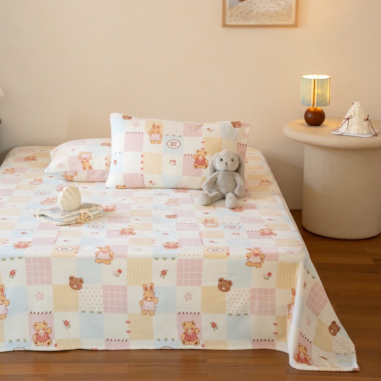 91家纺网 家纺一手货源 找家纺 （总）时光里 2025新款230克印花牛奶绒系列单床单