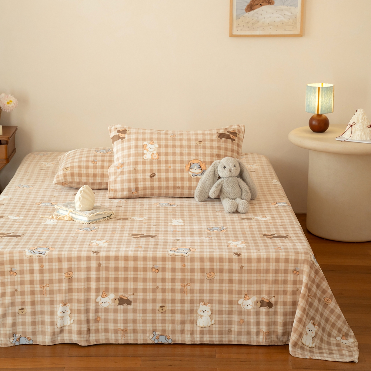 91家纺网 家纺一手货源 找家纺 （总）时光里 2025新款230克印花牛奶绒系列单床单