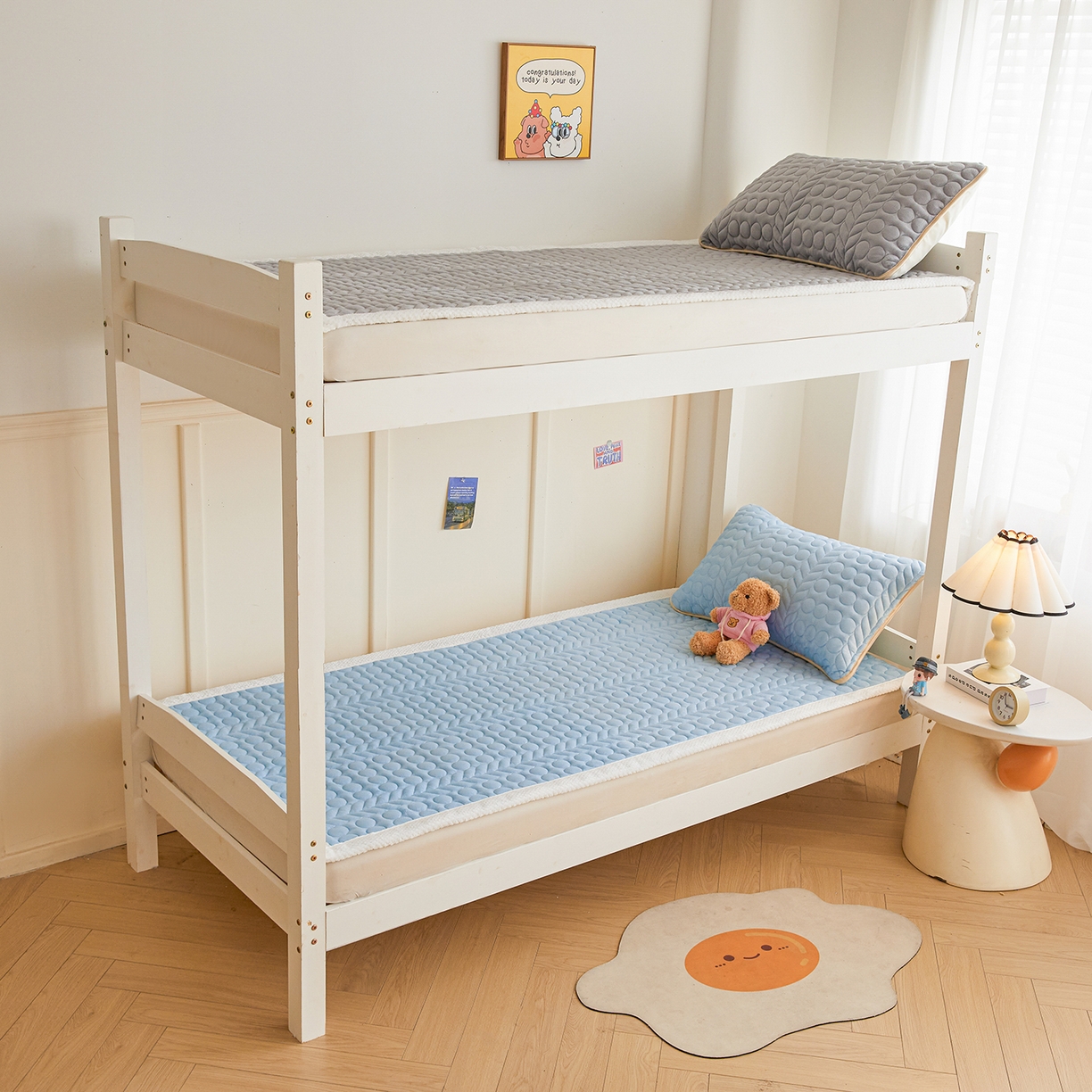 91家纺网 家纺一手货源 找家纺 希廷顿 2025新款保暖水晶绒宿舍床护垫 天空蓝