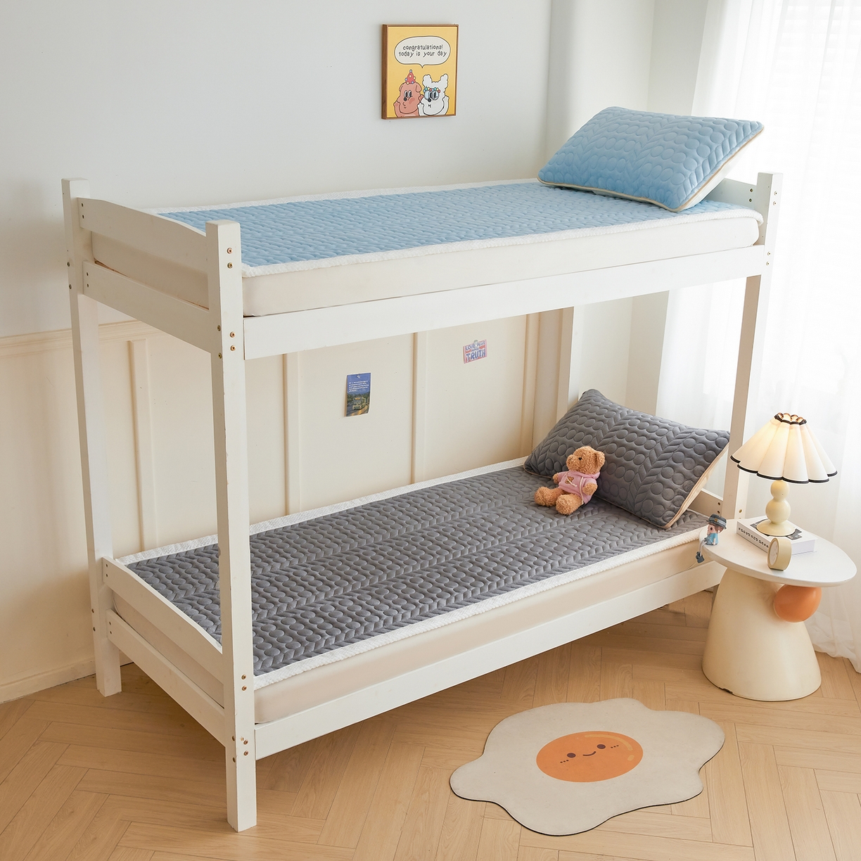 91家纺网 家纺一手货源 找家纺 希廷顿 2025新款保暖水晶绒宿舍床护垫 高级灰