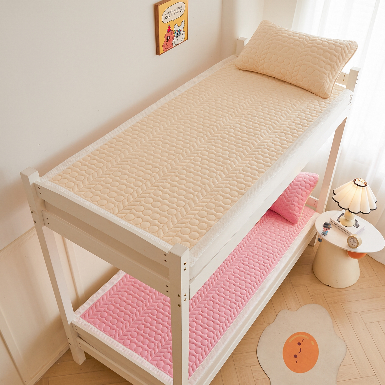 91家纺网 家纺一手货源 找家纺 希廷顿 2025新款保暖水晶绒宿舍床护垫 奶咖色