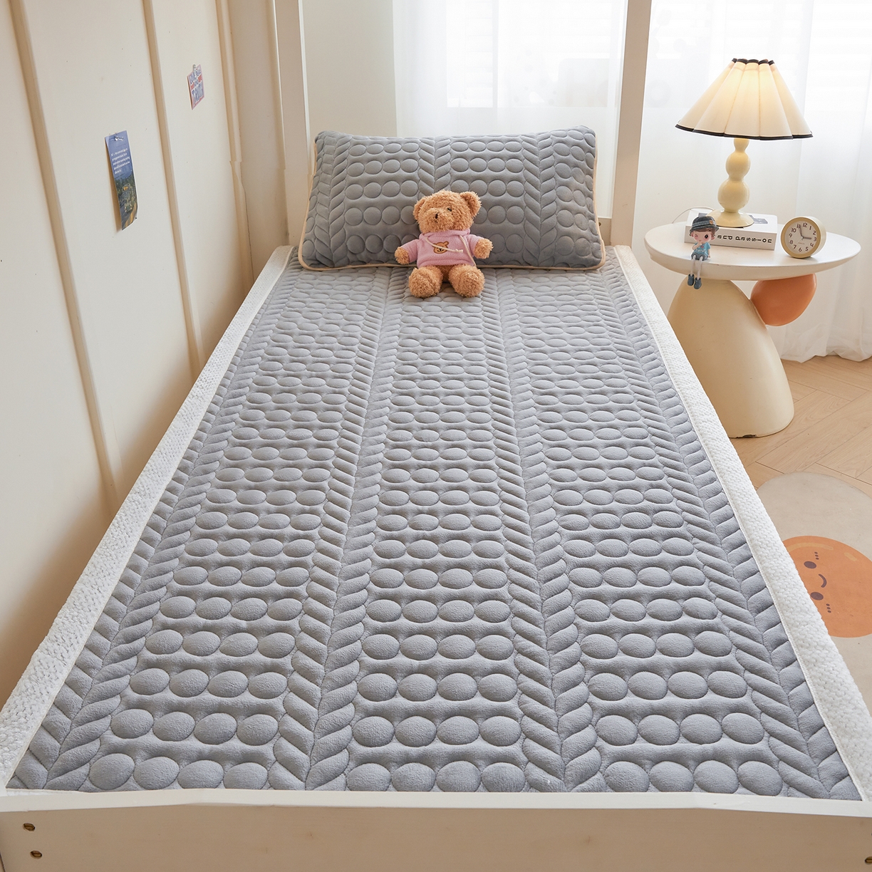 希廷顿 2025新款保暖水晶绒宿舍床护垫 绅士灰