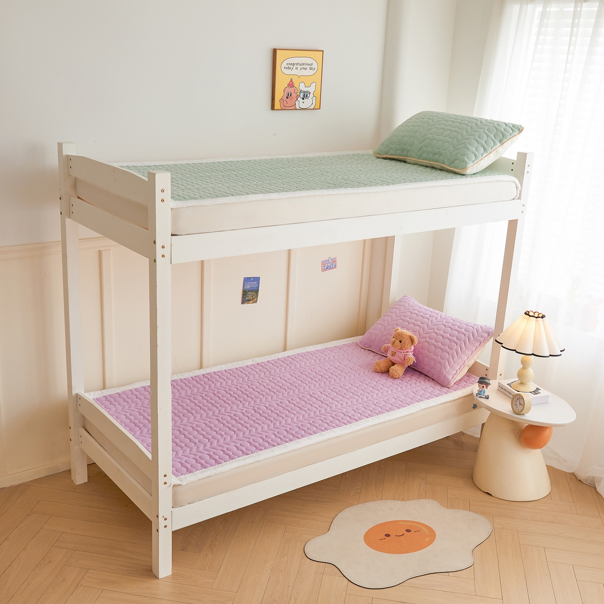 91家纺网 家纺一手货源 找家纺 希廷顿 2025新款保暖水晶绒宿舍床护垫 香芋紫