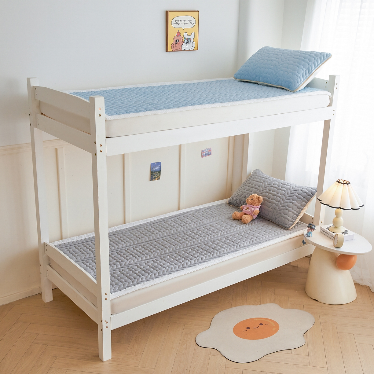 91家纺网 家纺一手货源 找家纺 希廷顿 2025新款保暖水晶绒宿舍床护垫 绅士灰