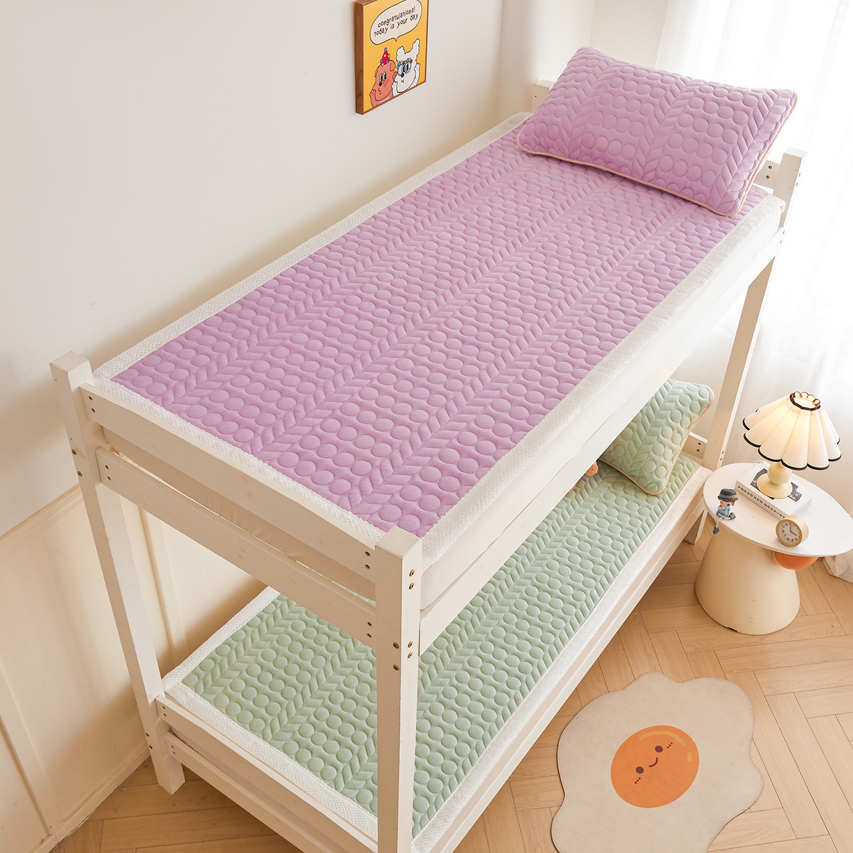 91家纺网 家纺一手货源 找家纺 希廷顿 2025新款保暖水晶绒宿舍床护垫 香芋紫