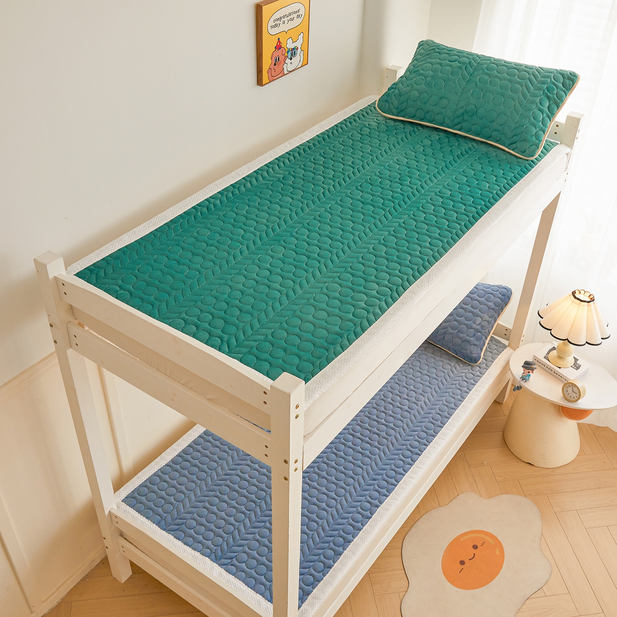 91家纺网 家纺一手货源 找家纺 希廷顿 2025新款保暖水晶绒宿舍床护垫 墨绿色