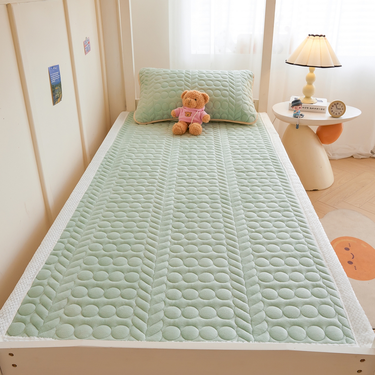 希廷顿 2025新款保暖水晶绒宿舍床护垫 薄荷绿