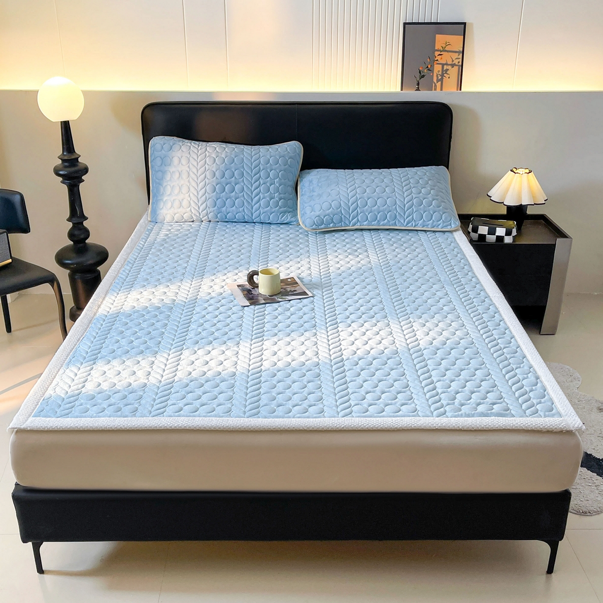 希廷顿 2025新款加厚水晶绒床护垫 天空蓝