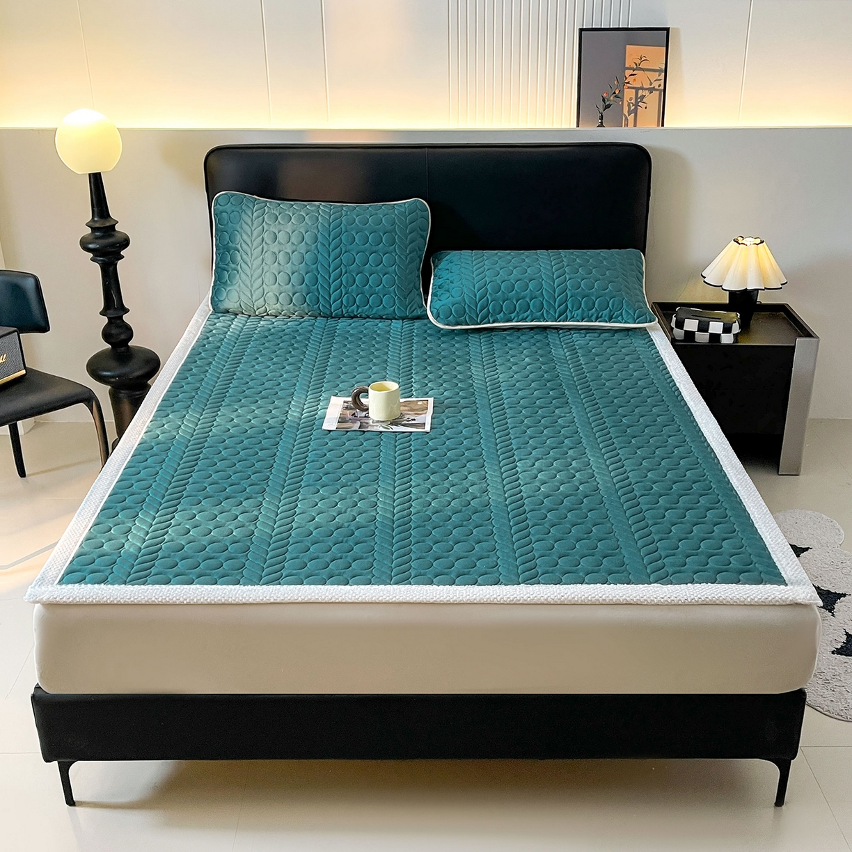 希廷顿 2025新款加厚水晶绒床护垫 藏青色