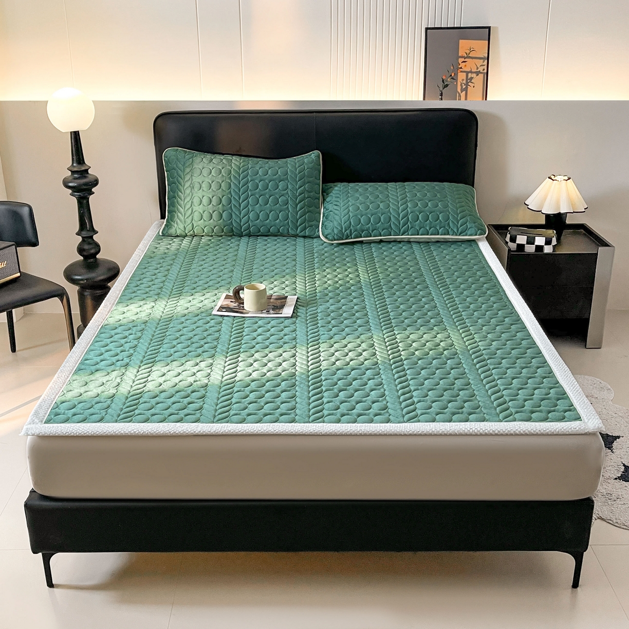 希廷顿 2025新款加厚水晶绒床护垫 墨绿色