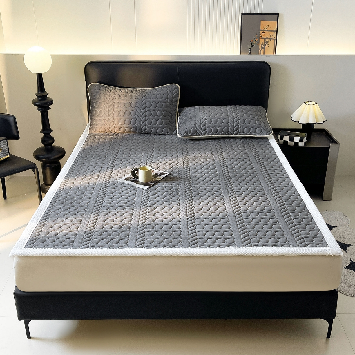 希廷顿 2025新款加厚水晶绒床护垫 高级灰