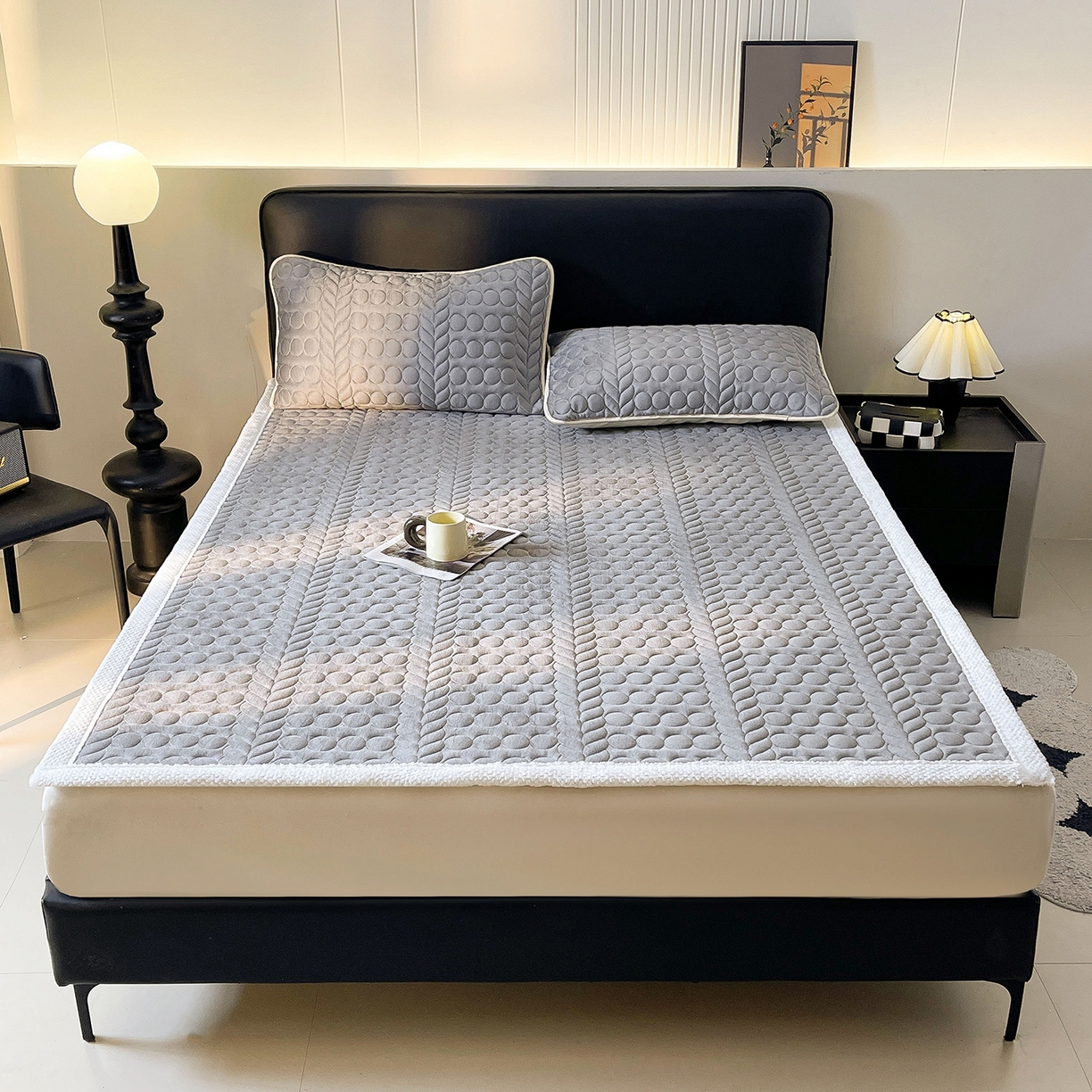 希廷顿 2025新款加厚水晶绒床护垫 绅士灰