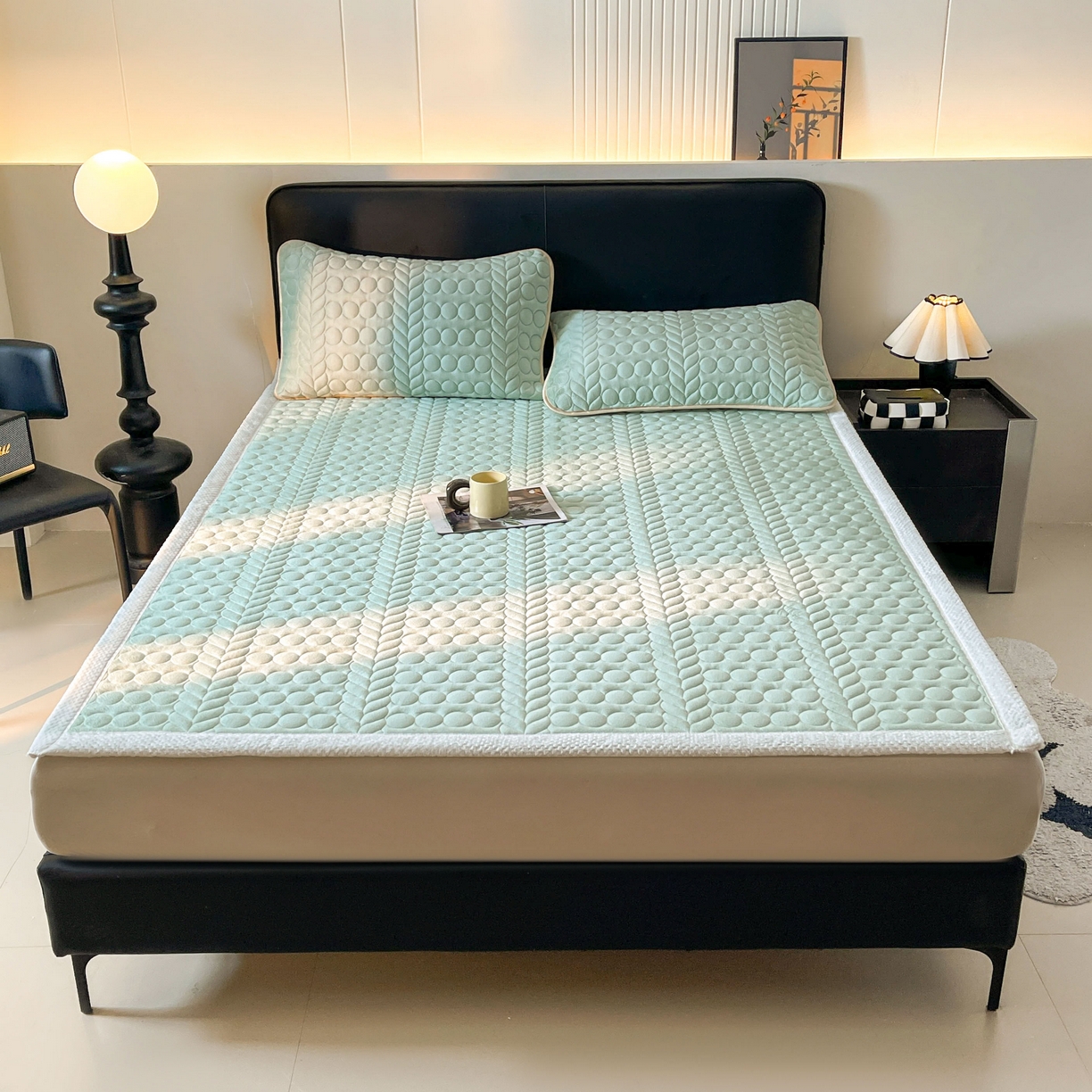 希廷顿 2025新款加厚水晶绒床护垫 薄荷绿