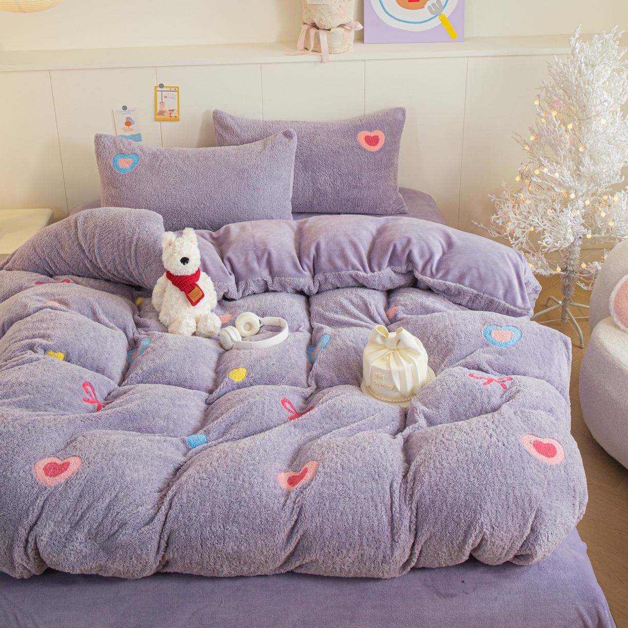 91家纺网 家纺一手货源 找家纺 （总）庭笙 2025新款高克重泰迪绒毛巾刺绣牛奶绒四件套