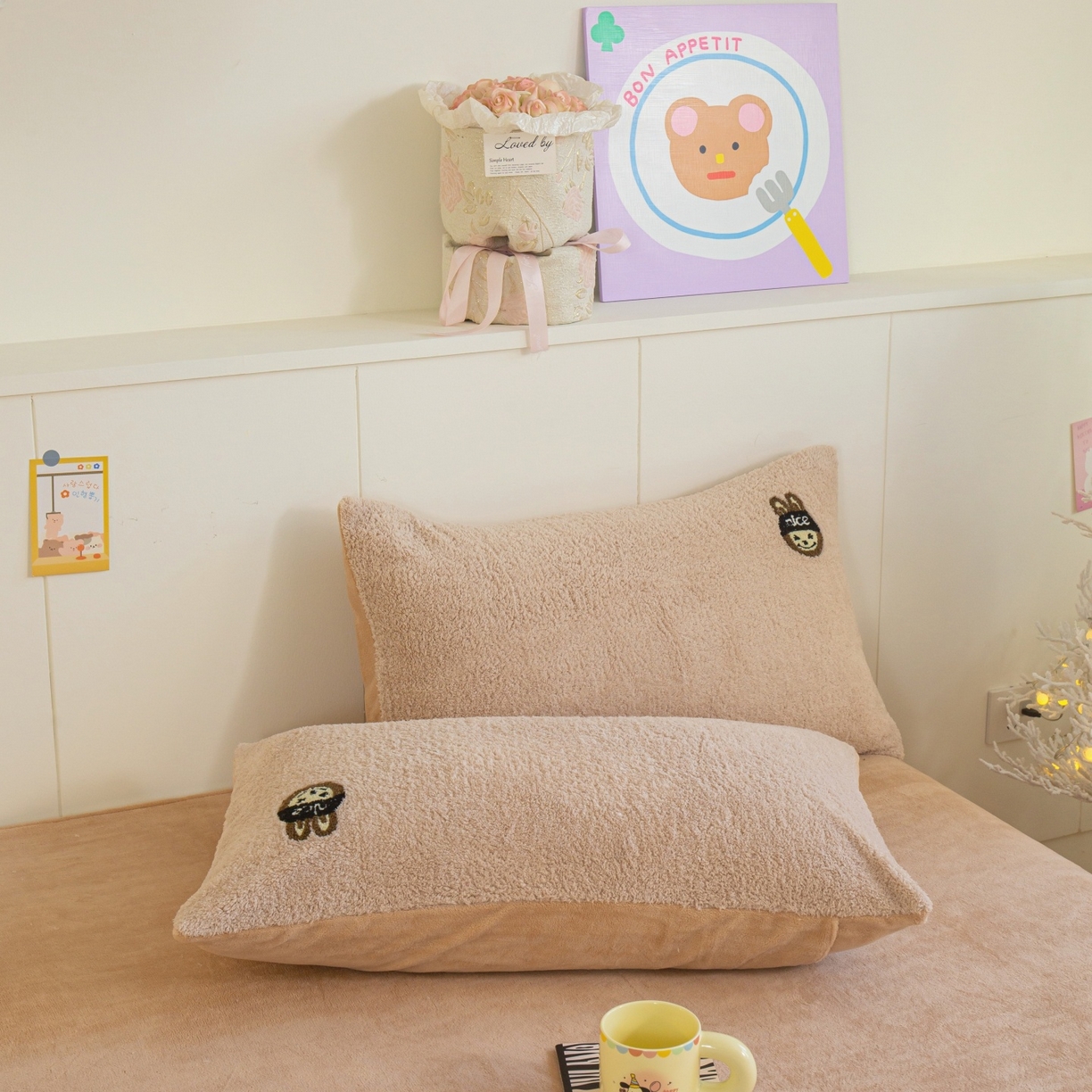 91家纺网 家纺一手货源 找家纺 庭笙 2025新款高克重泰迪绒毛巾刺绣牛奶绒四件套 bubu-奶咖