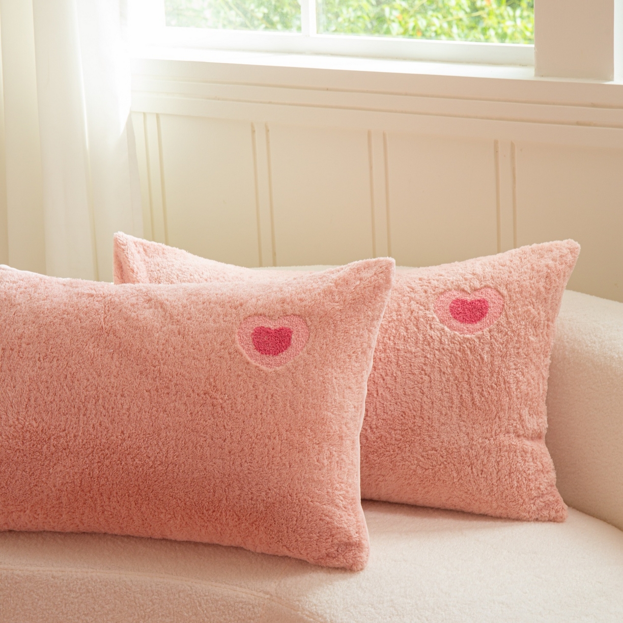 91家纺网 家纺一手货源 找家纺 庭笙 2025新款高克重泰迪绒毛巾刺绣牛奶绒四件套 爱心-粉