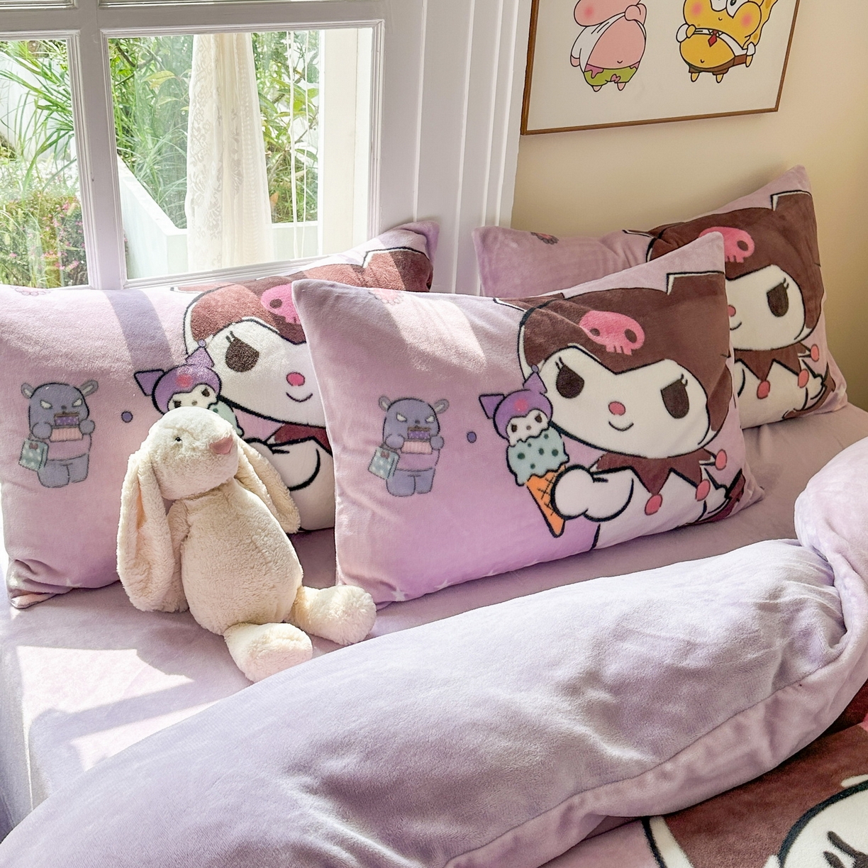 91家纺网 家纺一手货源 找家纺 一电 2025新款双面牛奶绒被套单件150x200儿童加厚法兰珊瑚绒被罩200x230冬季-第三批 甜筒库洛米