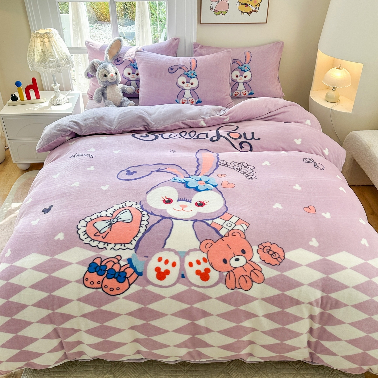 91家纺网 家纺一手货源 找家纺 一电 2025新款双面牛奶绒被套单件150x200儿童加厚法兰珊瑚绒被罩200x230冬季-第三批 小兔子