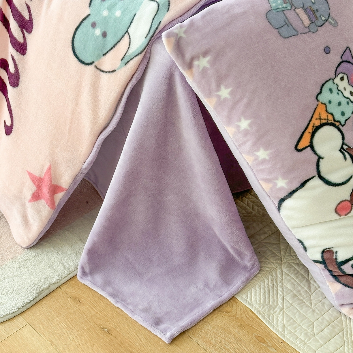 91家纺网 家纺一手货源 找家纺 一电 2025新款双面牛奶绒被套单件150x200儿童加厚法兰珊瑚绒被罩200x230冬季-第三批 甜筒库洛米