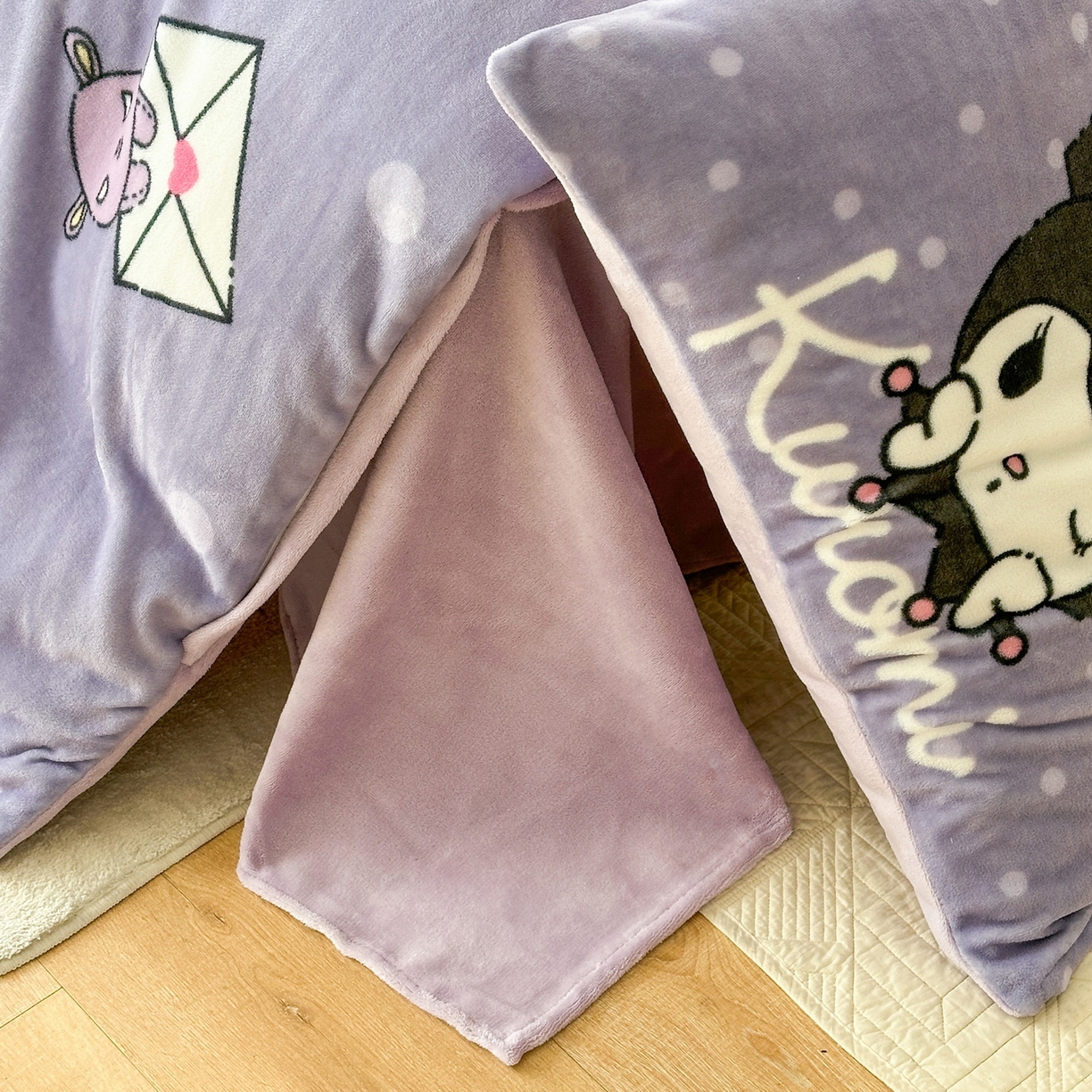 91家纺网 家纺一手货源 找家纺 一电 2025新款双面牛奶绒被套单件150x200儿童加厚法兰珊瑚绒被罩200x230冬季-第三批 圆点库洛米