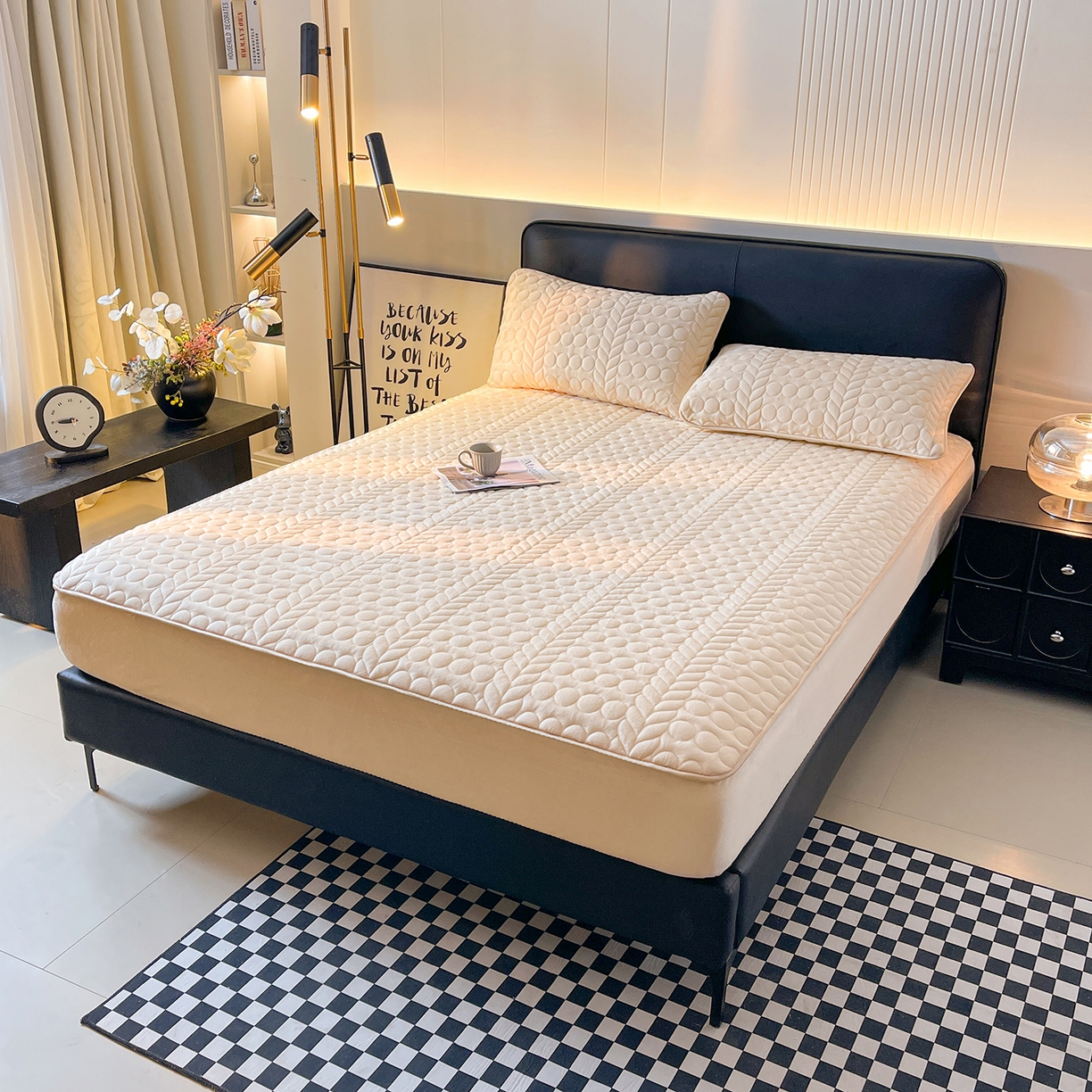 91家纺网 家纺一手货源 找家纺 希廷顿 2025新款速热水晶绒床笠 奶咖色