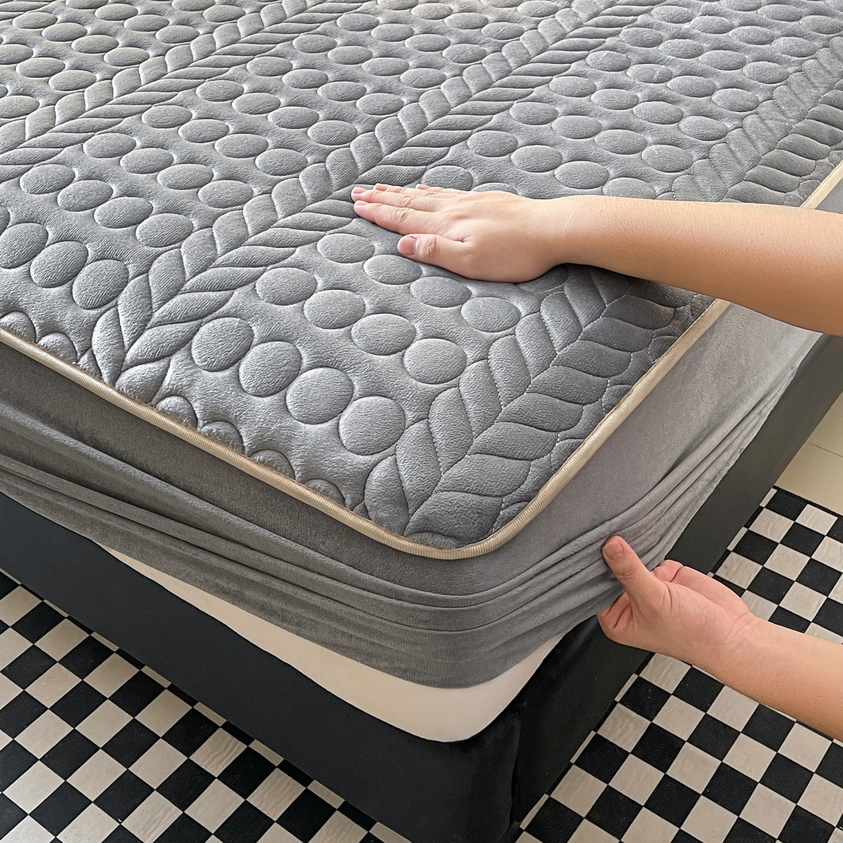 91家纺网 家纺一手货源 找家纺 （总）希廷顿 2025新款速热水晶绒床笠