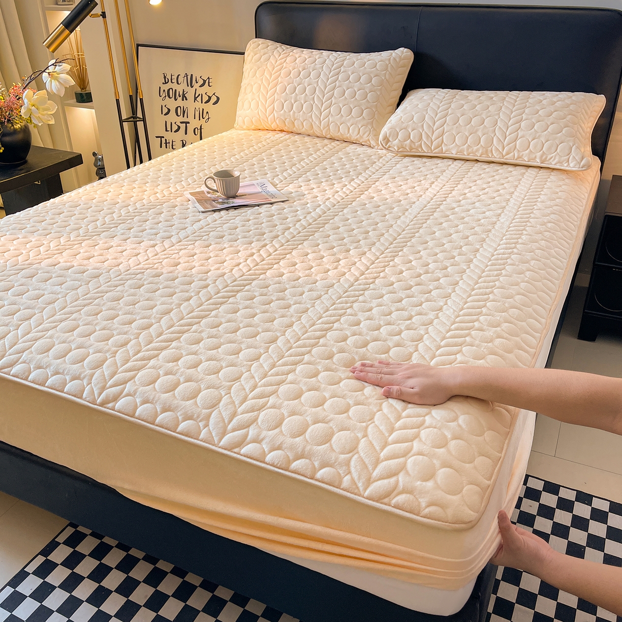 希廷顿 2025新款速热水晶绒床笠 奶咖色