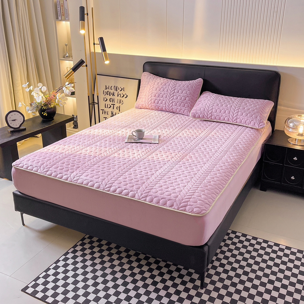 91家纺网 家纺一手货源 找家纺 希廷顿 2025新款速热水晶绒床笠 香芋紫