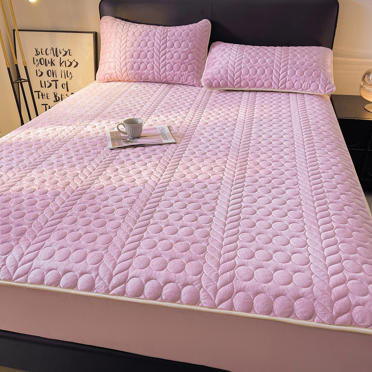 91家纺网 家纺一手货源 找家纺 希廷顿 2025新款速热水晶绒床笠 香芋紫