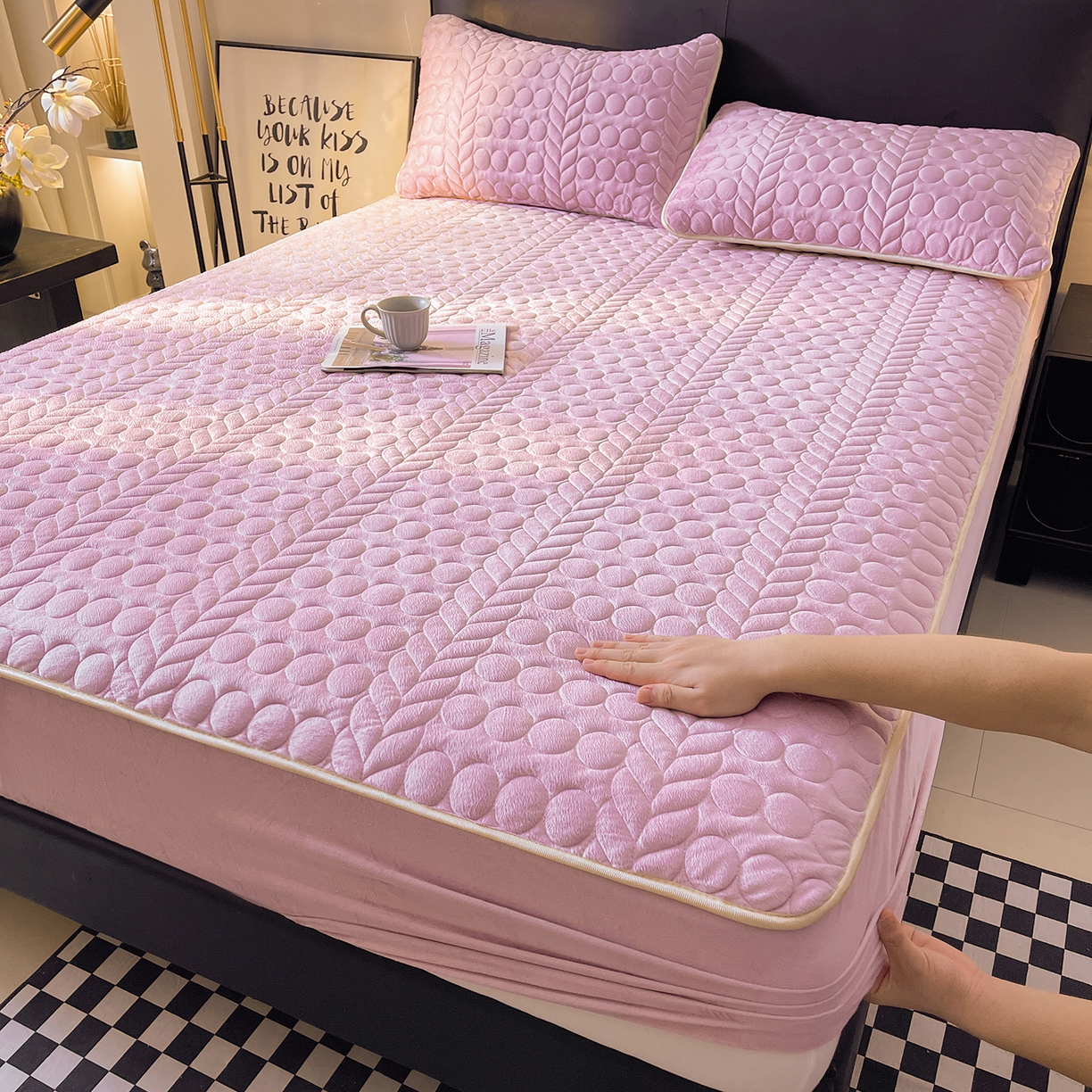 希廷顿 2025新款速热水晶绒床笠 香芋紫