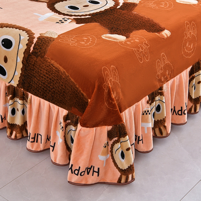 91家纺网 家纺一手货源 找家纺 2025新款230克8.5斤加厚高克重牛奶绒金貂绒法莱绒四件套冬季加绒法兰绒床裙款拉布布