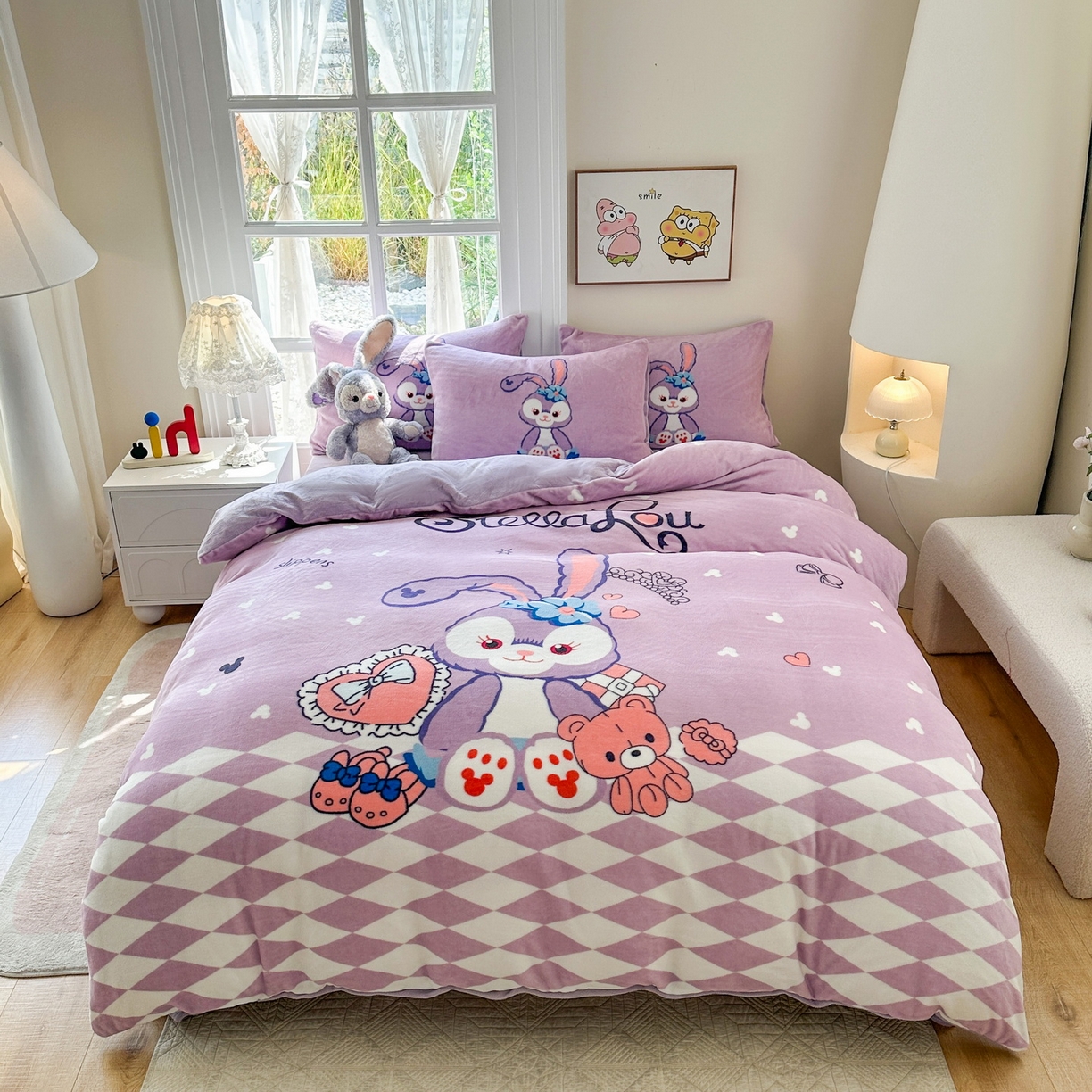 一电 2025新款冬季双面牛奶珊瑚绒床上四件套法兰绒床品加绒被套床单三件套-第三批 小兔子