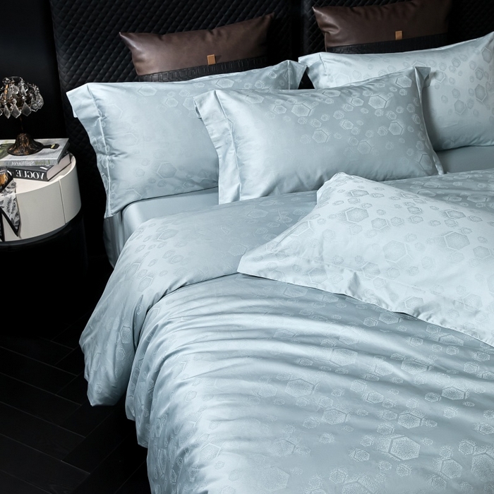 91家纺网 家纺一手货源 找家纺 小丸子家纺（不发货） 2025新款亲肤舒适高端100S长绒棉纯棉银丝提花四件套 五度空间001