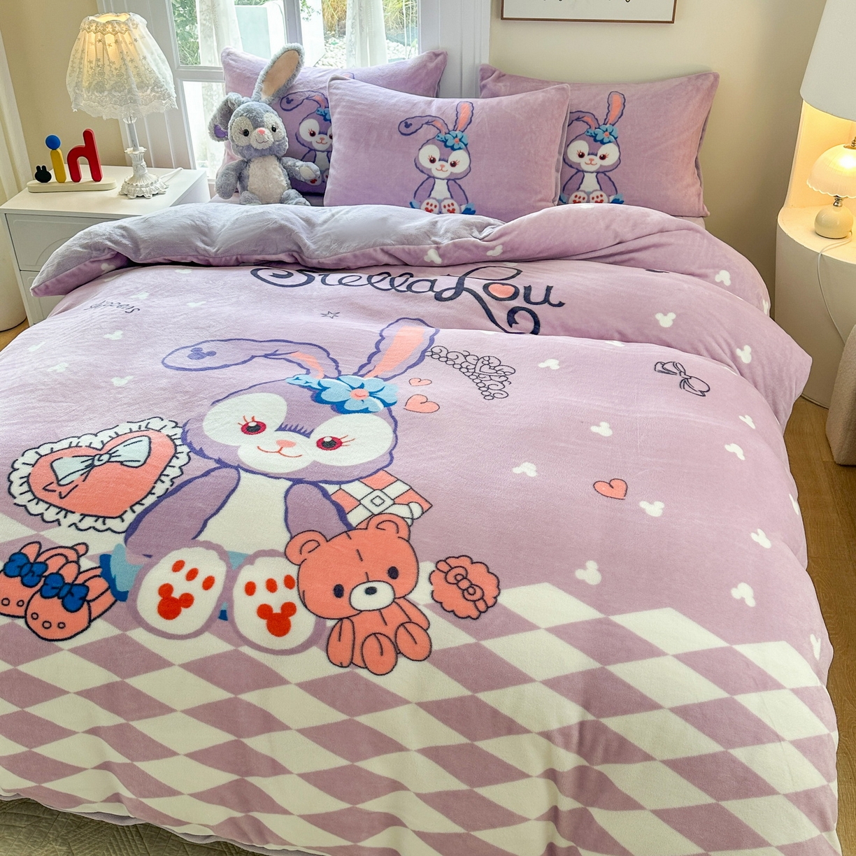 91家纺网 家纺一手货源 找家纺 一电 2025新款冬季双面牛奶珊瑚绒床上四件套法兰绒床品加绒被套床单三件套-第三批 小兔子