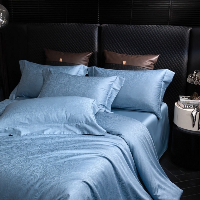 91家纺网 家纺一手货源 找家纺 小丸子家纺（不发货） 2025新款亲肤舒适高端100S长绒棉纯棉银丝提花四件套 星空003