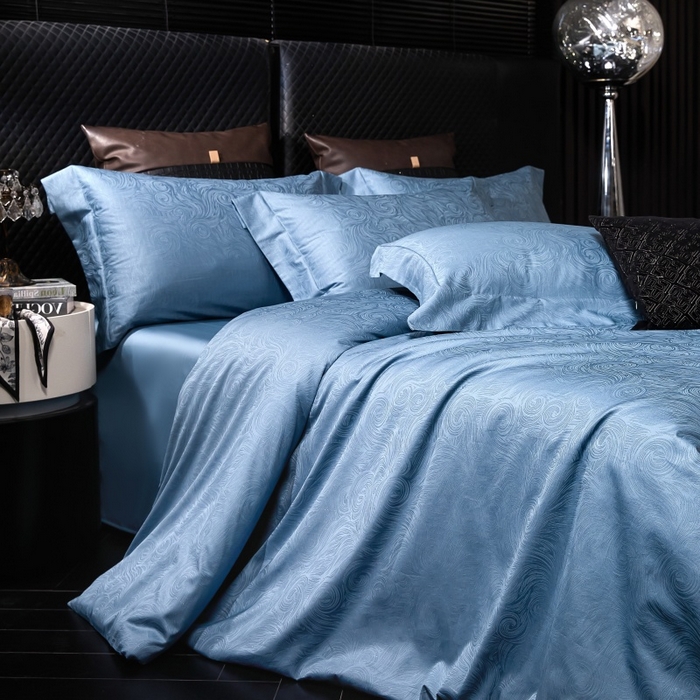 91家纺网 家纺一手货源 找家纺 小丸子家纺（不发货） 2025新款亲肤舒适高端100S长绒棉纯棉银丝提花四件套 星空003