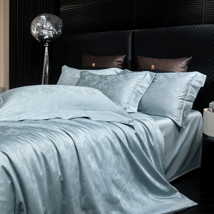 91家纺网 家纺一手货源 找家纺 小丸子家纺（不发货） 2025新款亲肤舒适高端100S长绒棉纯棉银丝提花四件套 五度空间001